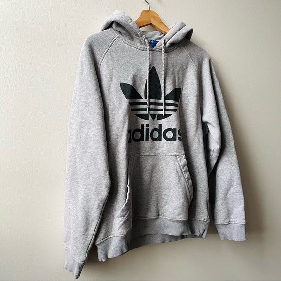Grey Adidas Logo Hoodie - Picture 1 of 4